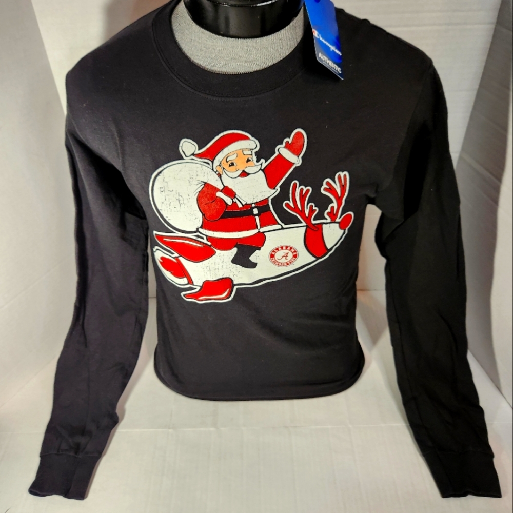 NWT Men's Alabama Crimson Tide Santa Champion Long Sleeve T-shirt